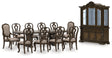 Maylee Dining Table and 10 Chairs with Storage in Dark Brown by Ashley at Eve Furniture