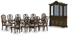 Maylee Dining Table and 10 Chairs with Storage in Dark Brown by Ashley at Eve Furniture