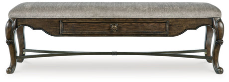 Maylee Dining Table and 4 Chairs and Bench in Dark Brown by Ashley at Eve Furniture