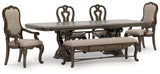 Maylee Dining Table and 4 Chairs and Bench in Dark Brown by Ashley at Eve Furniture