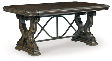 Maylee Dining Table and 4 Chairs and Bench with Storage in Dark Brown by Ashley at Eve Furniture