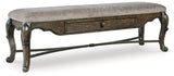 Maylee Dining Table and 4 Chairs and Bench with Storage in Dark Brown by Ashley at Eve Furniture