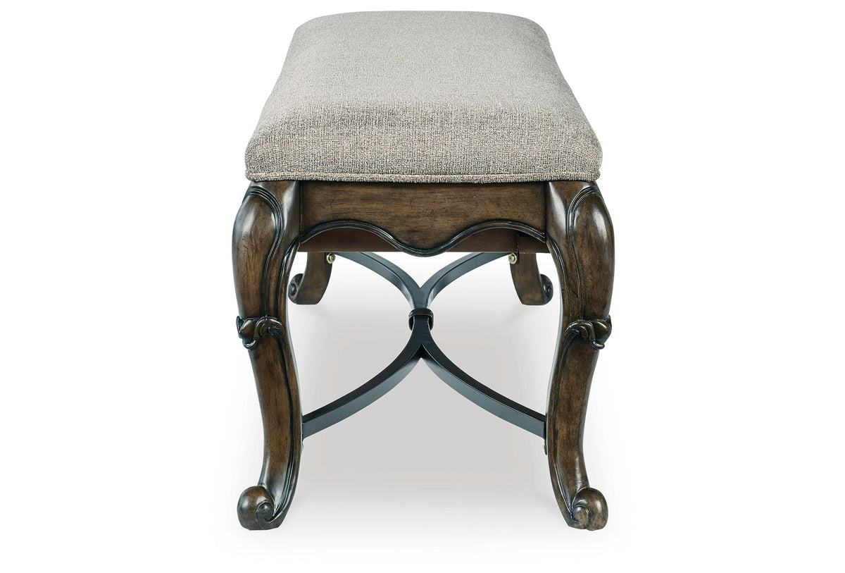 Maylee Dining Table and 4 Chairs and Bench with Storage in Dark Brown by Ashley at Eve Furniture