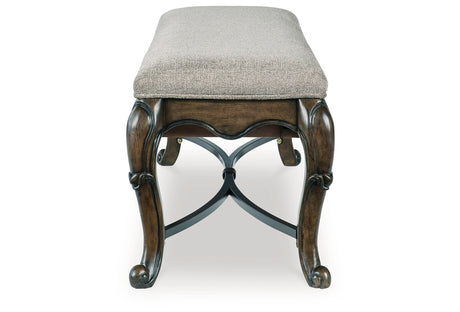 Maylee Dining Table and 4 Chairs and Bench with Storage in Dark Brown by Ashley at Eve Furniture
