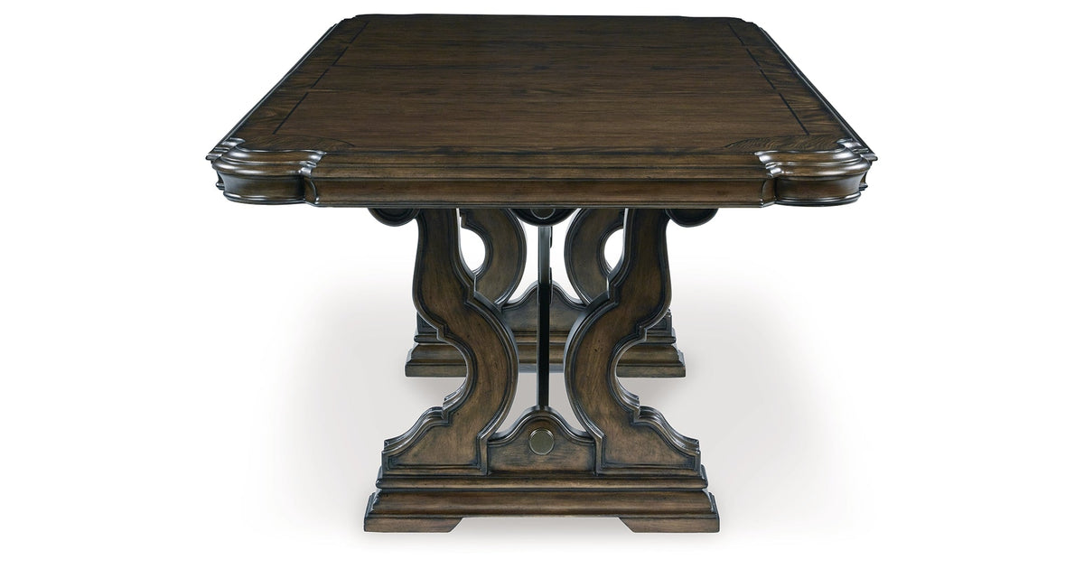 Maylee Dining Table and 4 Chairs and Bench with Storage in Dark Brown by Ashley at Eve Furniture