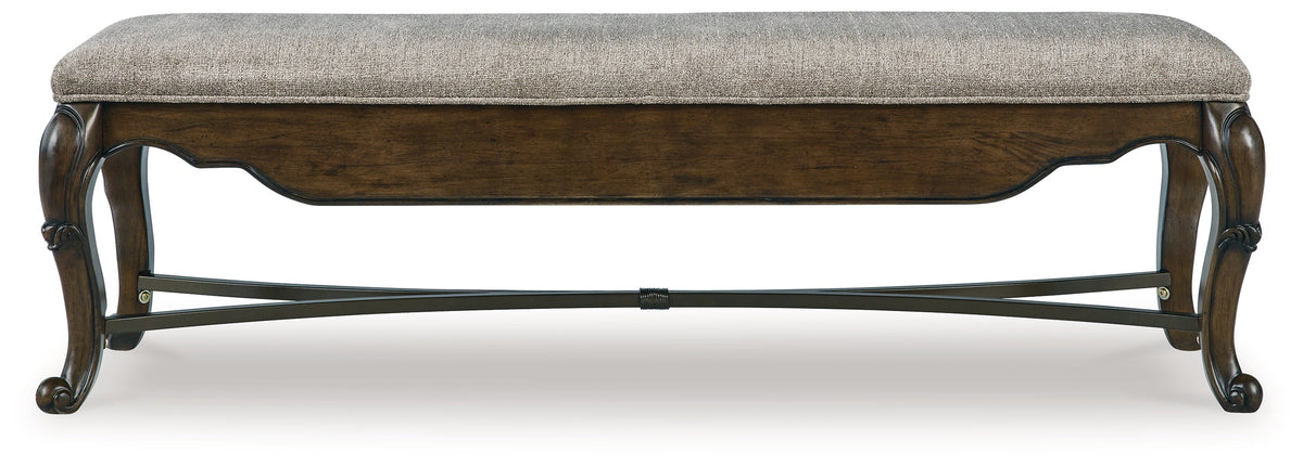 Maylee Dining Table and 4 Chairs and Bench with Storage in Dark Brown by Ashley at Eve Furniture