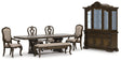 Maylee Dining Table and 4 Chairs and Bench with Storage in Dark Brown by Ashley at Eve Furniture