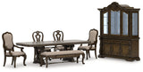 Maylee Dining Table and 4 Chairs and Bench with Storage in Dark Brown by Ashley at Eve Furniture