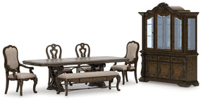 Maylee Dining Table and 4 Chairs and Bench with Storage in Dark Brown by Ashley at Eve Furniture