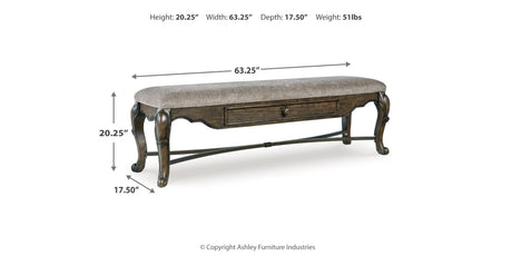 Maylee Dining Table and 6 Chairs and Bench with Storage in Dark Brown by Ashley at Eve Furniture