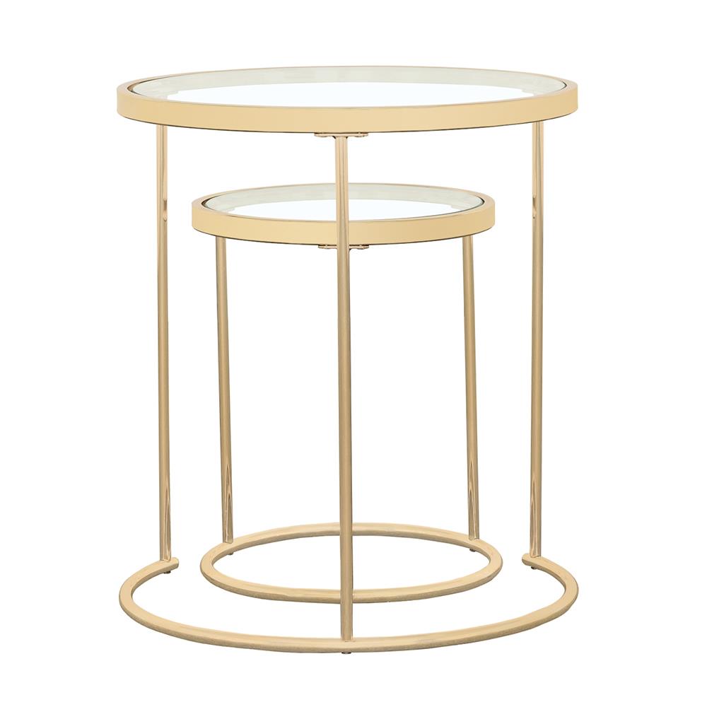 Maylin 2-Piece Round Glass Top Nesting Tables Gold