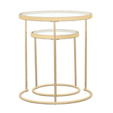 Maylin 2-Piece Round Glass Top Nesting Tables Gold