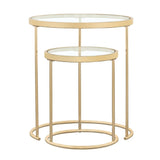 Maylin 2-Piece Round Glass Top Nesting Tables Gold