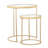 Maylin 2-Piece Round Glass Top Nesting Tables Gold