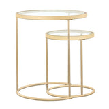 Maylin Gold 2-Piece Round Glass Top Nesting Tables by Coaster at Eve Furniture