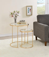 Maylin Gold 2-Piece Round Glass Top Nesting Tables by Coaster at Eve Furniture