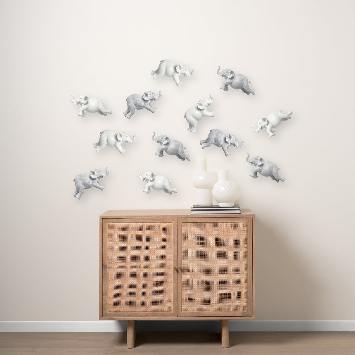 Maynard I Set of 2 Grey Elephant Wall Decorations by Mercana at Eve Furniture