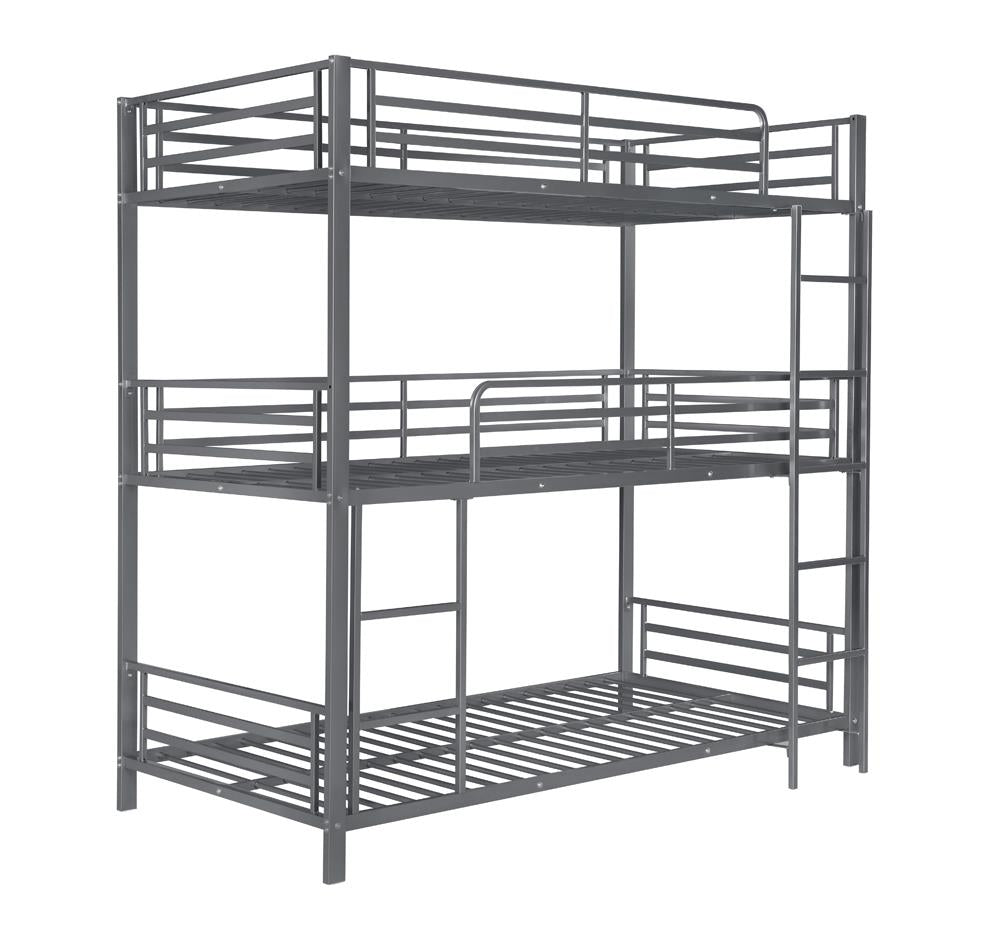 Maynard Gunmetal Metal Triple Twin Bunk Bed