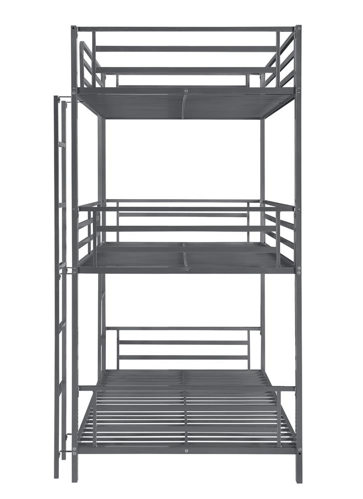 Maynard Gunmetal Metal Triple Twin Bunk Bed