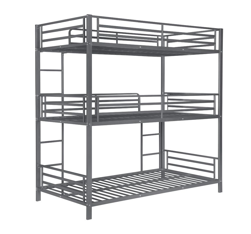 Maynard Gunmetal Metal Triple Twin Bunk Bed