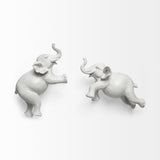 Maynard Set of 2 White Elephant Wall Decorations by Mercana at Eve Furniture