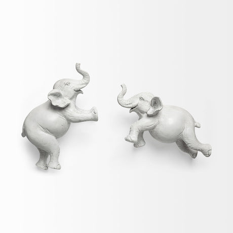 Maynard Set of 2 White Elephant Wall Decorations by Mercana at Eve Furniture