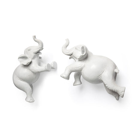 Maynard Set of 2 White Elephant Wall Decorations by Mercana at Eve Furniture