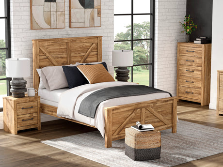 Maystonna Brown Crossbuck Panel Bedroom Set by Ashley at Eve Furniture
