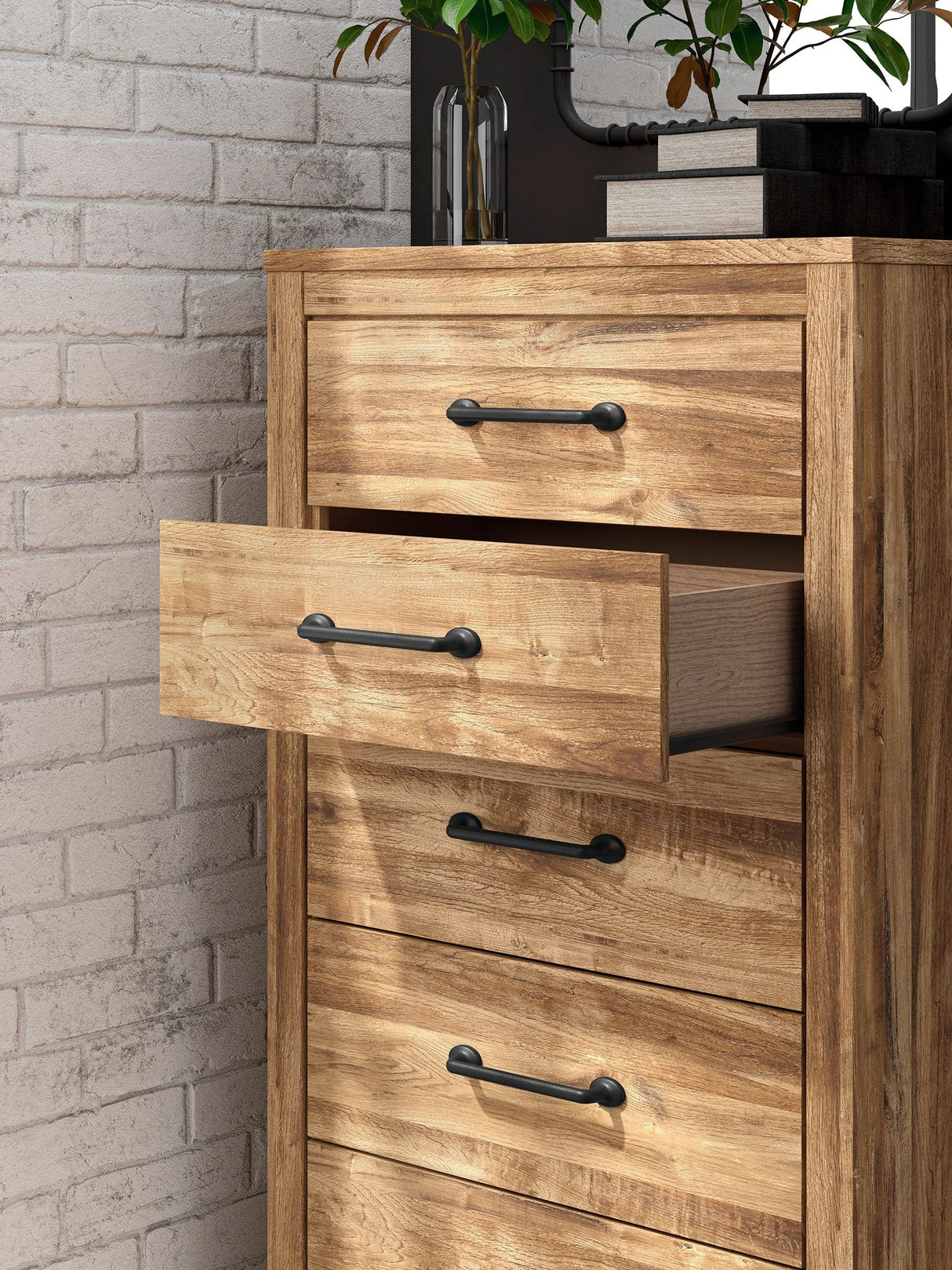 Maystonna Brown Five Drawer Chest by Ashley at Eve Furniture