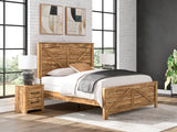 Maystonna Brown King Crossbuck Panel Bed by Ashley at Eve Furniture