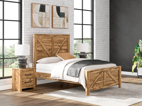 Maystonna Brown Queen Crossbuck Panel Bed by Ashley at Eve Furniture