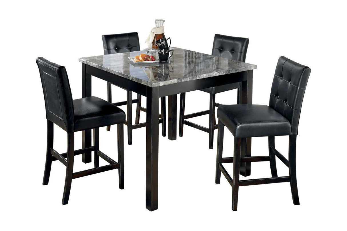 Maysville Black Counter Height Dining Table and 4 Bar Stools by Ashley at Eve Furniture