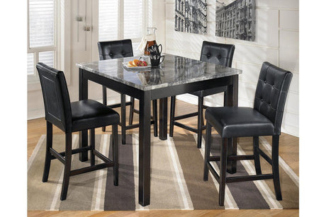 Maysville Black Counter Height Dining Table and 4 Bar Stools by Ashley at Eve Furniture