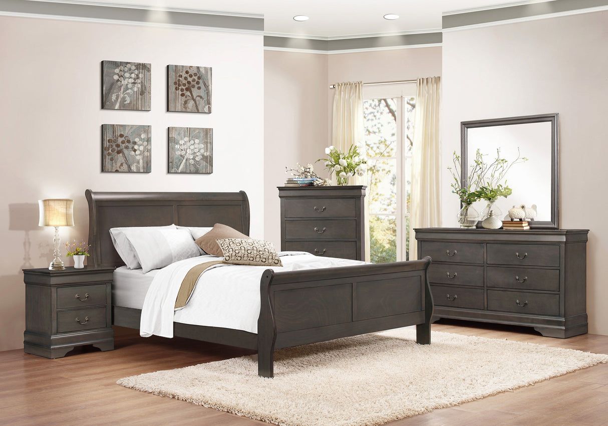 Mayville Stained Gray California King Sleigh Bed by Homelegance at Eve Furniture