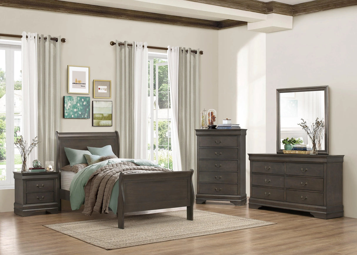 Mayville Stained Gray Twin Sleigh Bed by Homelegance at Eve Furniture