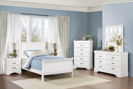 Mayville White Twin Sleigh Bed by Homelegance at Eve Furniture