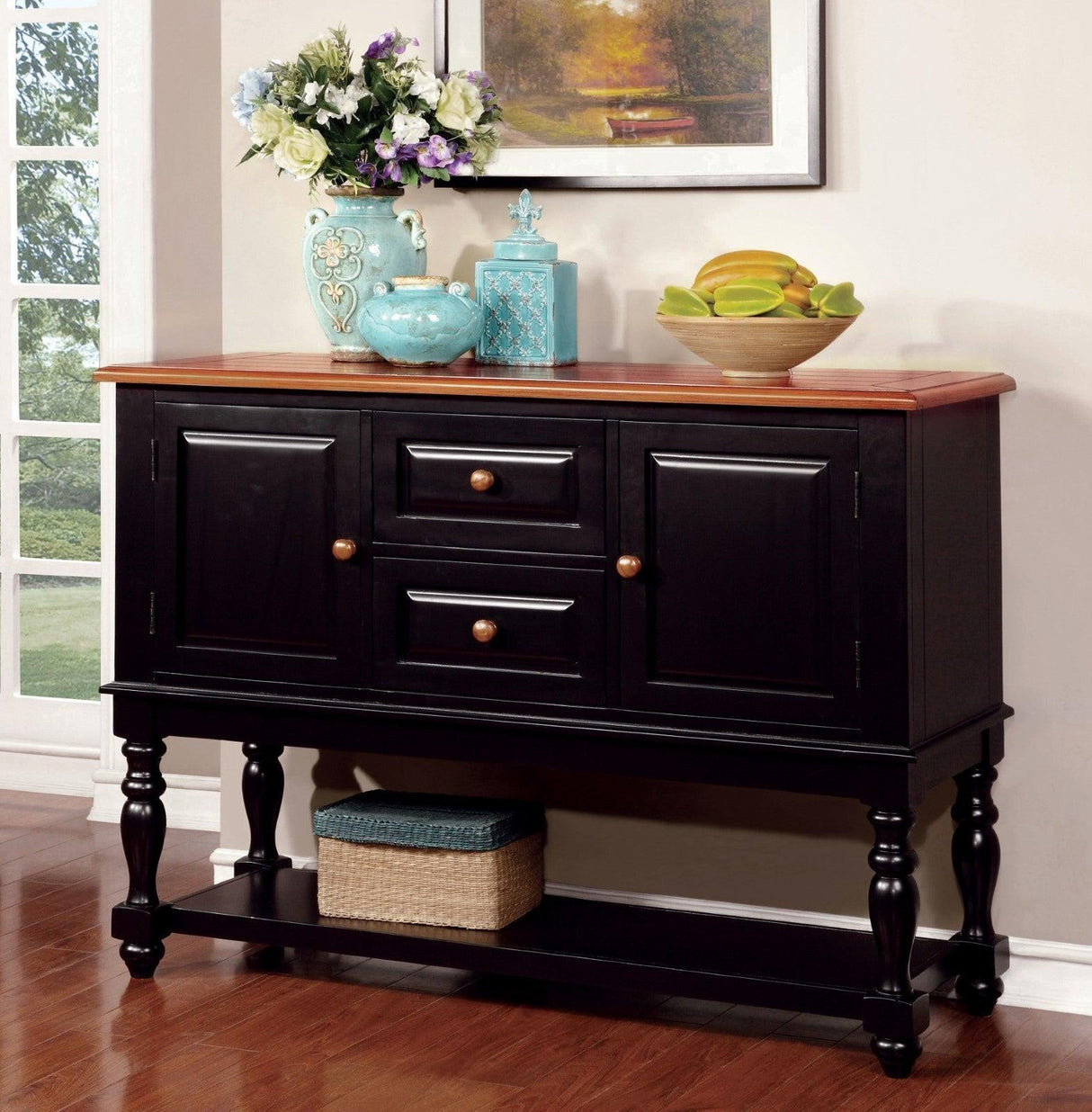 Mayville Black/Antique Oak Server by Furniture of America at Eve Furniture