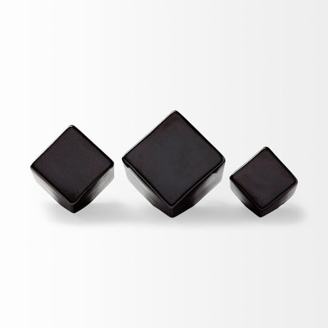 Mayweather (Set of 3) Black Geometric Ceramic Cubes by Mercana at Eve Furniture