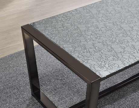 Mazie Coffee Table with Patterned Mirror Top by Steve Silver at Eve Furniture