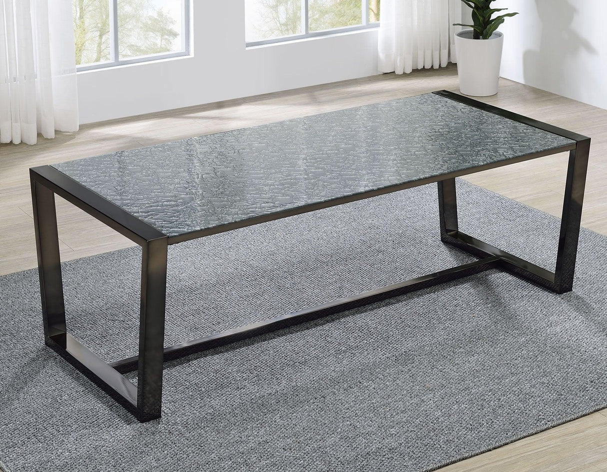 Mazie Coffee Table with Patterned Mirror Top by Steve Silver at Eve Furniture