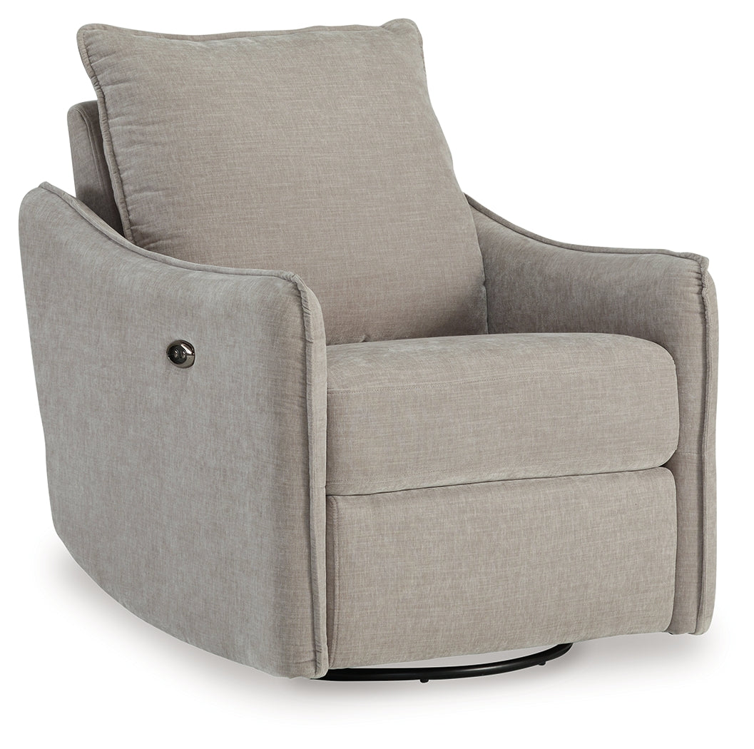 McBurg Taupe Swivel Power Recliner