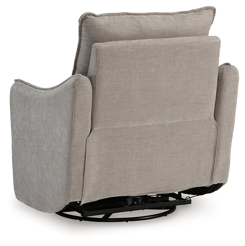 McBurg Taupe Swivel Power Recliner