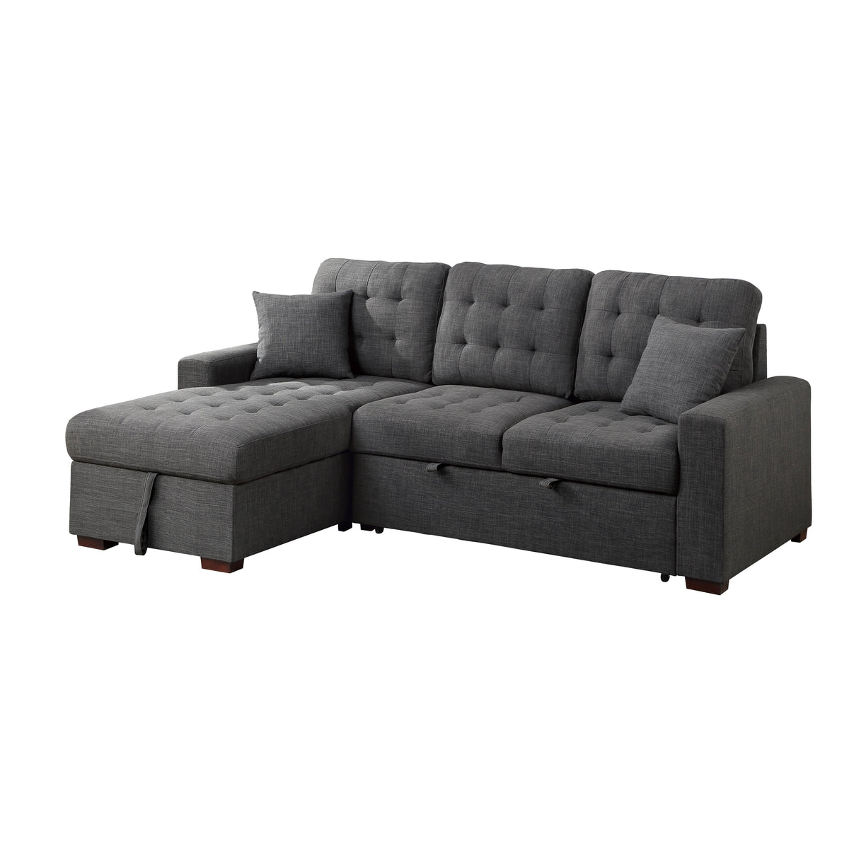 McCafferty Dark Gray 2-Piece Sectional with Pull-out Bed and Left Chaise with Hidden Storage by Homelegance at Eve Furniture