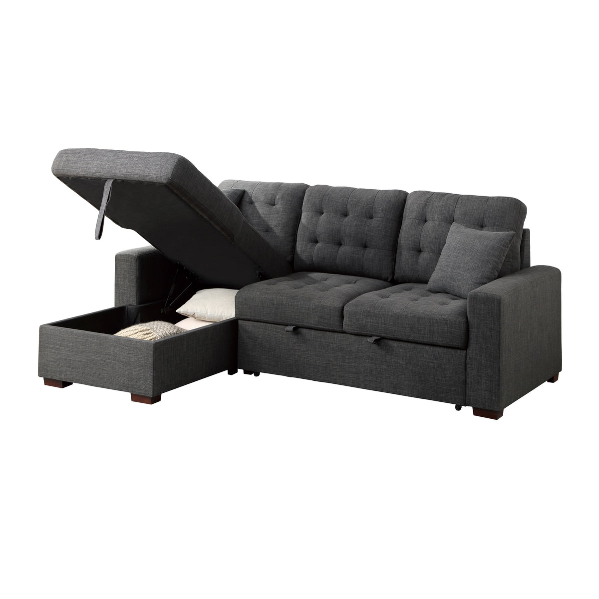 McCafferty Dark Gray 2-Piece Sectional with Pull-out Bed and Left Chaise with Hidden Storage by Homelegance at Eve Furniture