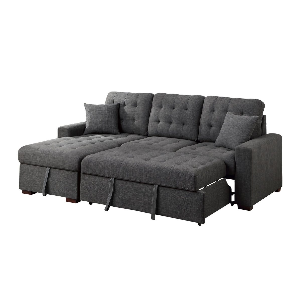 McCafferty Dark Gray 2-Piece Sectional with Pull-out Bed and Left Chaise with Hidden Storage by Homelegance at Eve Furniture
