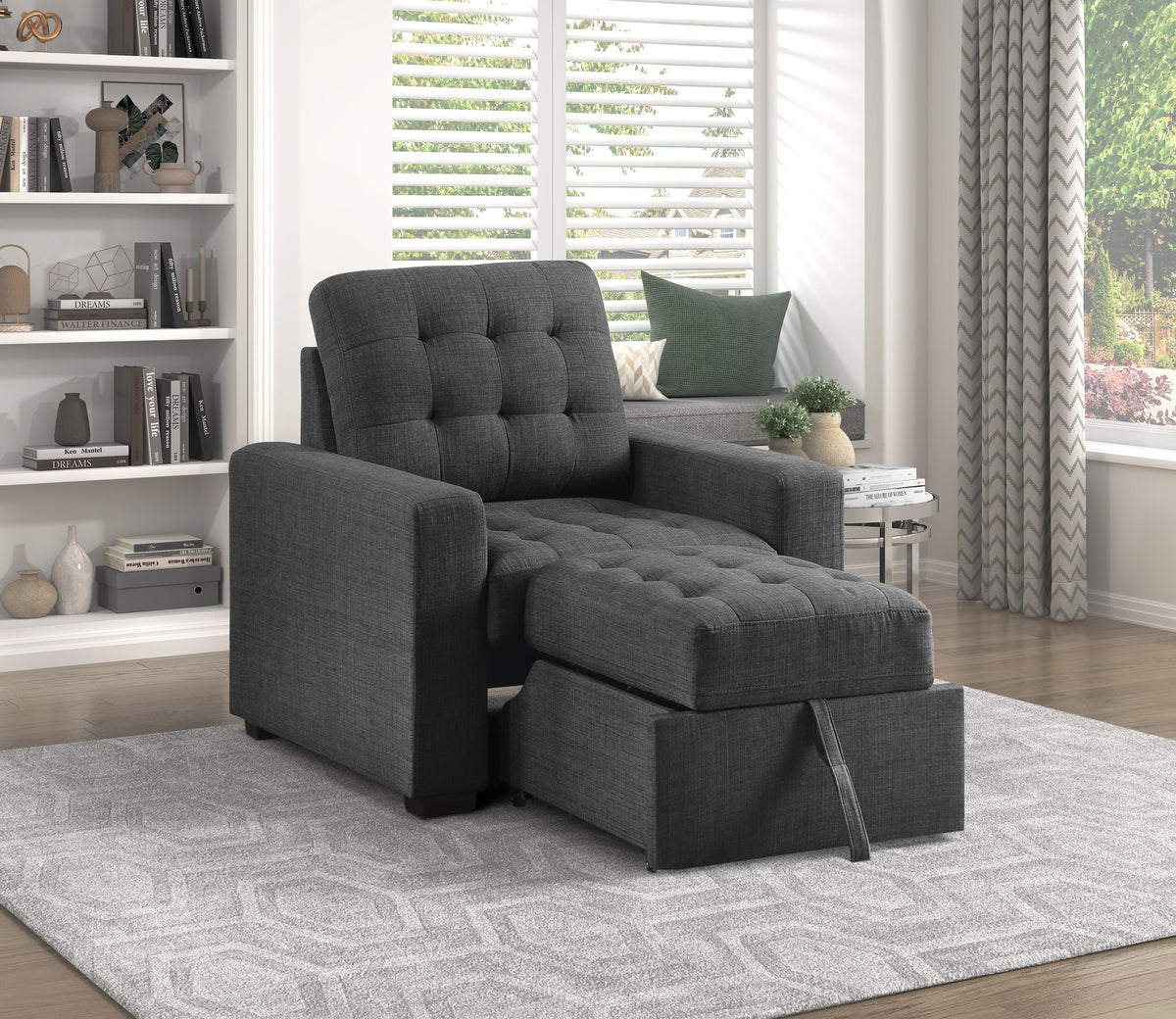 McCafferty Dark Gray Chair with Pull-Out Ottoman by Homelegance at Eve Furniture