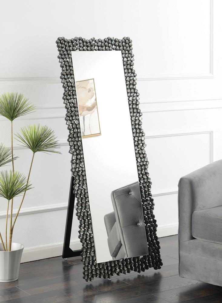 McKay Silver/Smoky Gray Textural Frame Cheval Floor Mirror