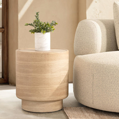 Mckenna Beige 18" Round Outdoor End Table by Classic Home at Eve Furniture