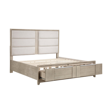 McKewen Light Gray King Storage Platform Bed by Homelegance at Eve Furniture