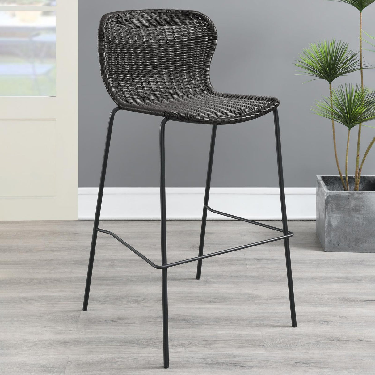 McKinley Brown/Sandy Black Upholstered Bar Stools with Footrest, Set of 2 by Coaster at Eve Furniture